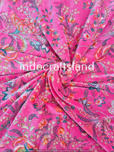 Indian Pink Floral Print Velvet Fabric – Cotton Velvet by Yard & Meter for Upholstery & Table Cloth